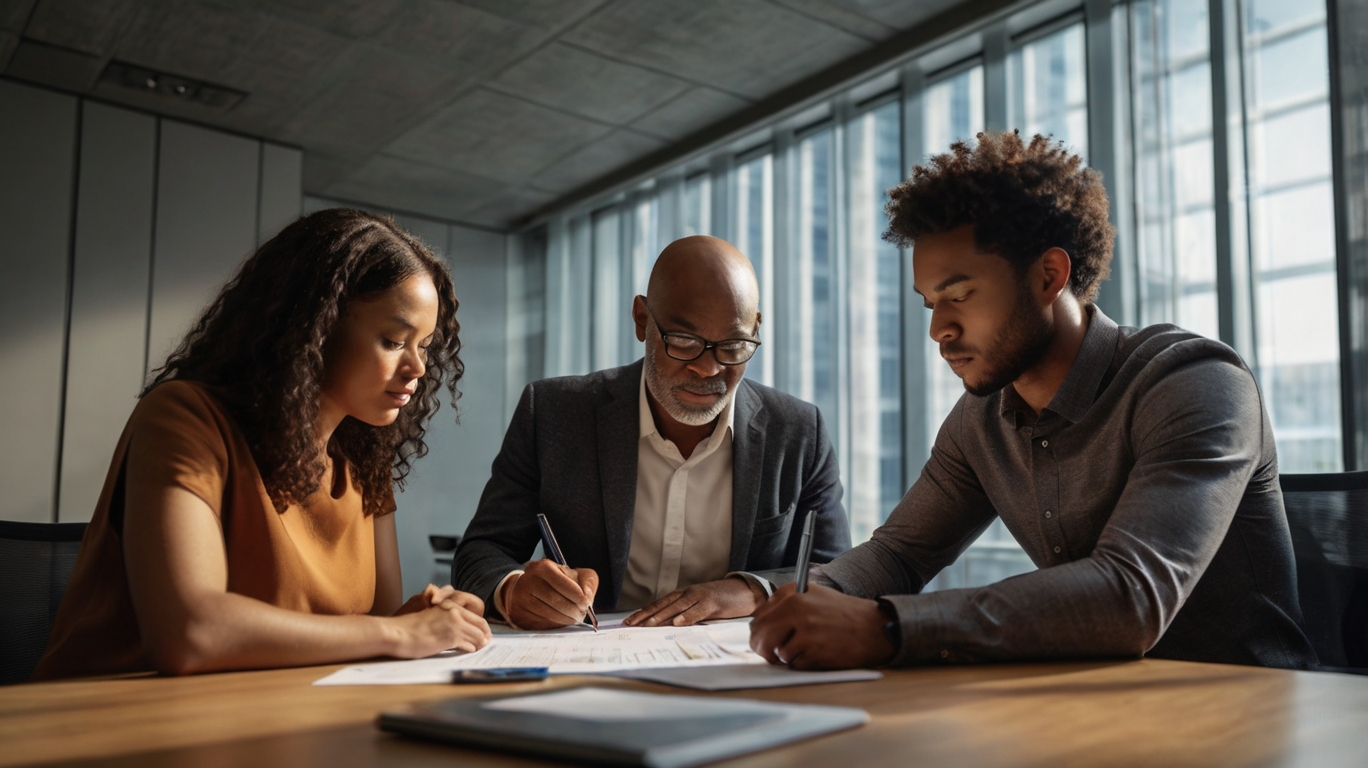 Financial professionals in a meeting